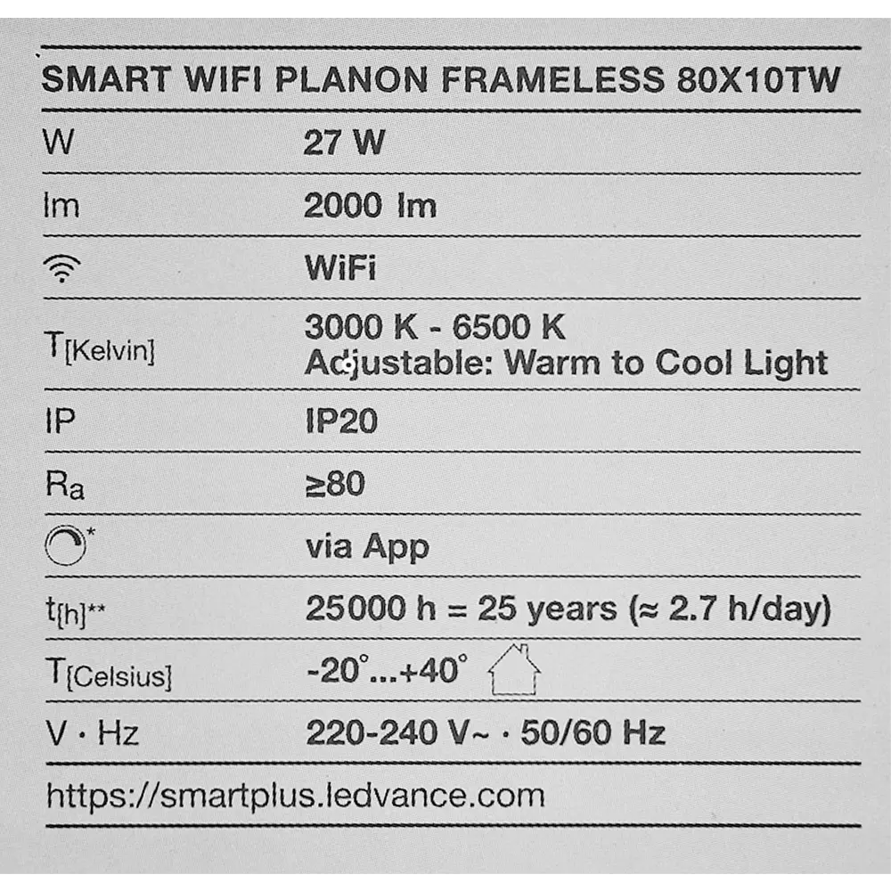 Безрамный накладной светильник WiFi 27 Вт IP20, 80X10 мм, 2000 Лм 89139669 STLM-2008285 LEDVANCE  - Вид №11