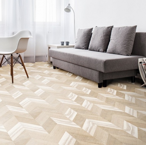Паркет Ёлка CorkStyle Chevron Chevron Creme Дизайнерский (Гладкая) 1235х305 мм 4200200002 - Вид №1