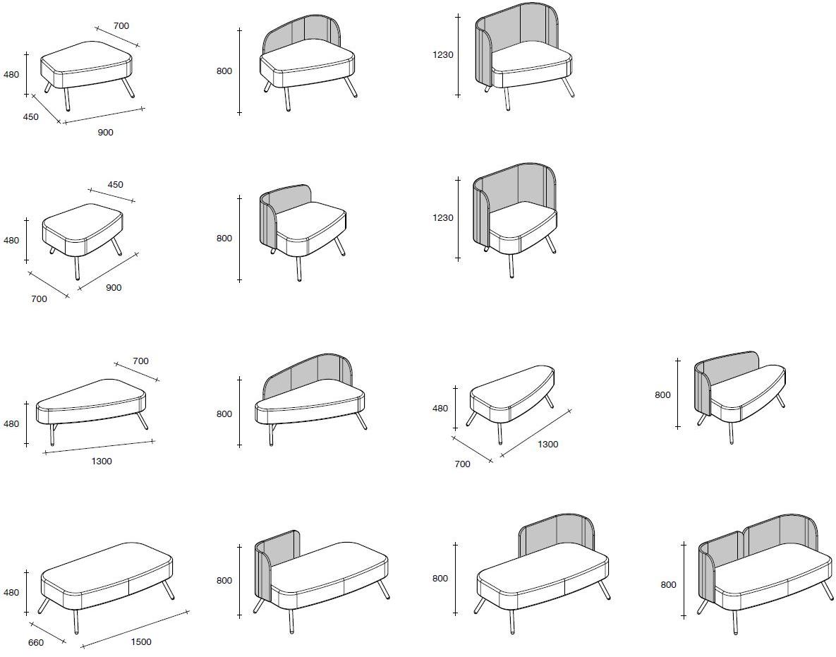 Sesta Скамья из ткани со спинкой Blog Bg-064 + bg-101 - Вид №2