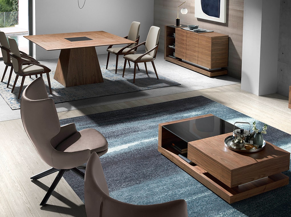 098830 Сервант MK1317A ореховый с черным стеклом Angel Cerda 