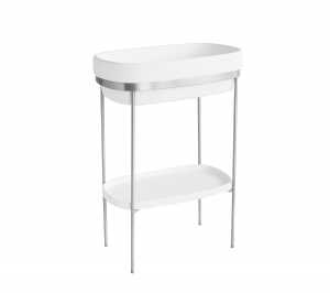 Ex.T RIBBON Отдельностоящая консоль из сатинированной стали с подносом Livingtec com_EXLAVRIBBONSAT/LIV