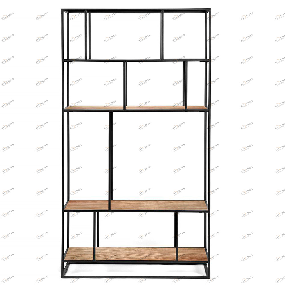 Стеллаж металлический, темный дуб Makella black INTELLIGENT DESIGN СТЕЛЛАЖ MAKELLA 260747 Коричневый;черный 