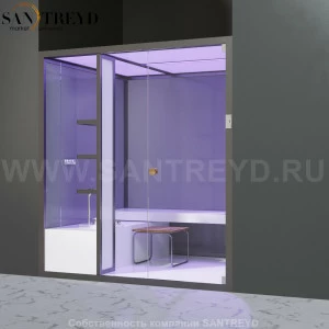 Effegibi BODYLOVE H BL30030001  Хаммам. Установка: в нишу. Мощность: 7 кВт макс. Размеры: длина 200 см, ширина 176 см. Отделка: гладкое стекло.