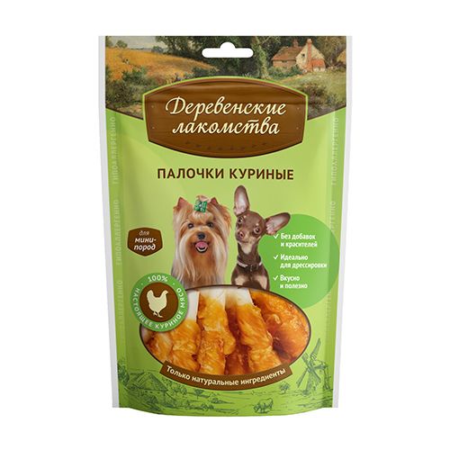 ПР0020579 Лакомство для собак мини пор.палочки кур 60г ДЕРЕВЕНСКИЕ ЛАКОМСТВА 