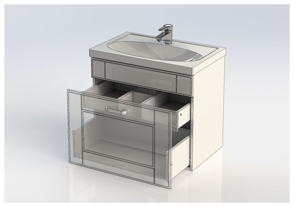 Тумба с раковиной Aquanet Рондо 70 белый (1 ящик) 0018915500185343 - Вид №4