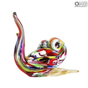 1522 ORIGINALMURANOGLASS Фигурка улитки - муррины и золото - муранское стекло  см