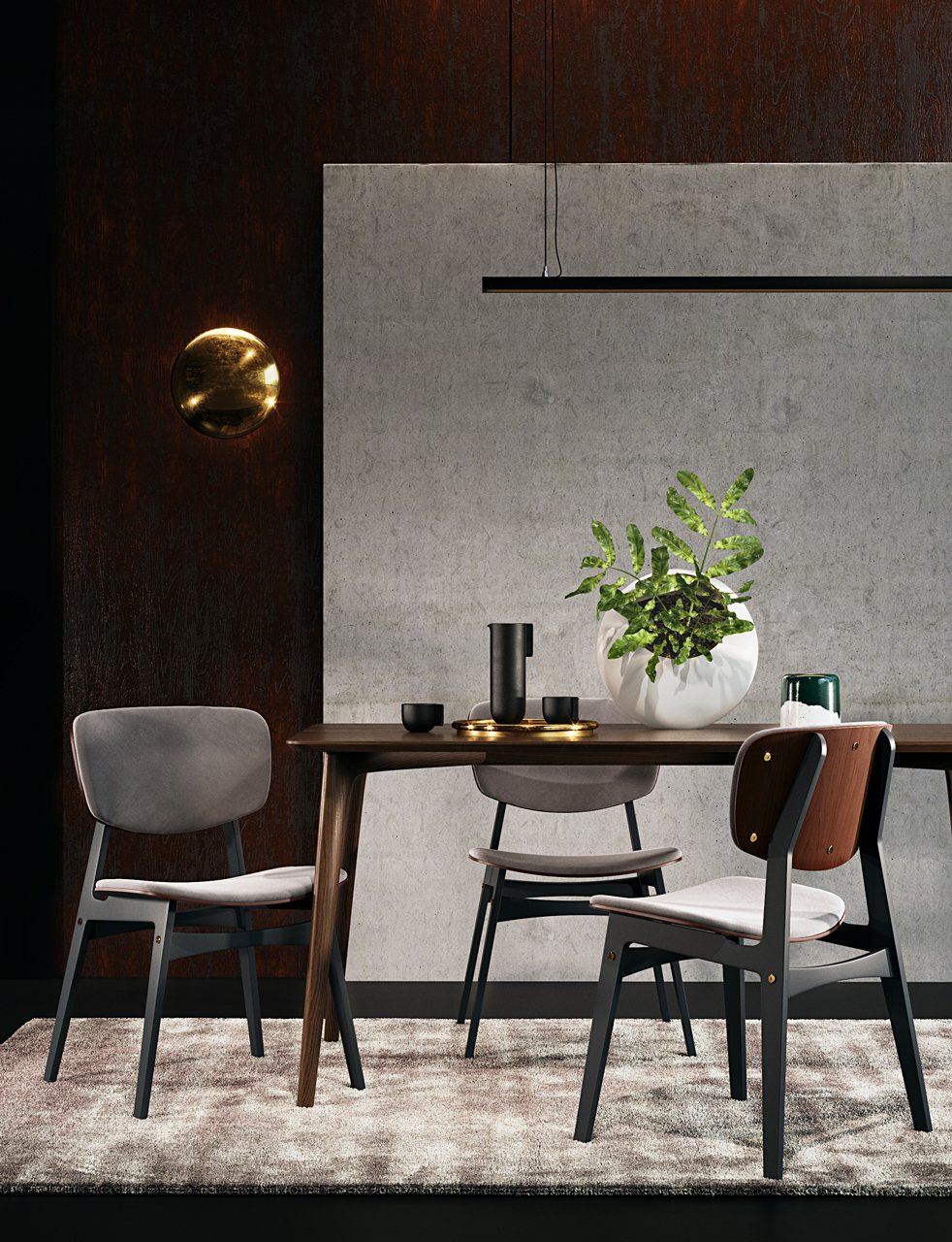 Мягкий стул SID Тёмная берёза / Платиновый / Ткань категория 2, арт. 037 THE IDEA  210639 Серый  - Вид №4