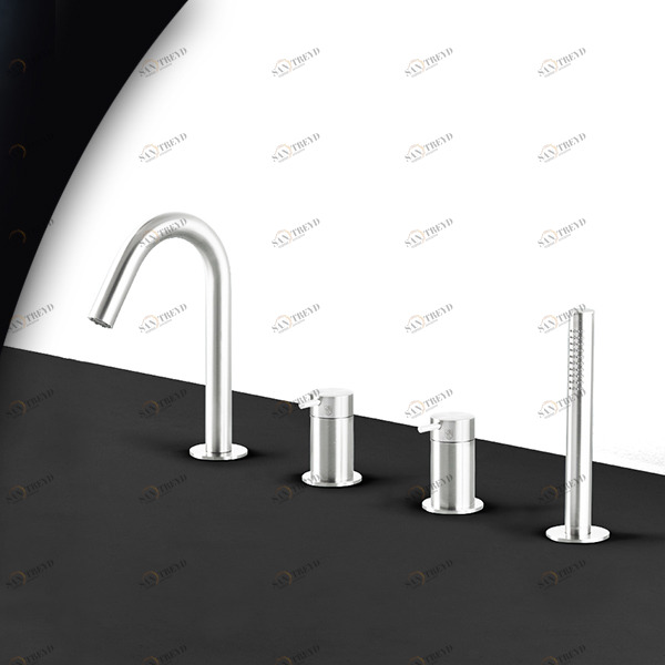 Смеситель для ванны глянцевая сталь с белой ручкой Toki Radomonte TKI16LCIL21