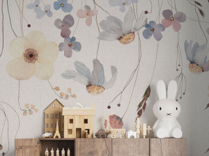 Детские панорамные обои с цветочными мотивами