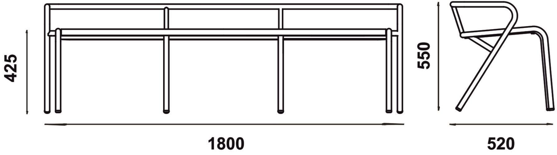 Adico Скамья из металла со спинкой 5008 sun-id-1410436 - Вид №4