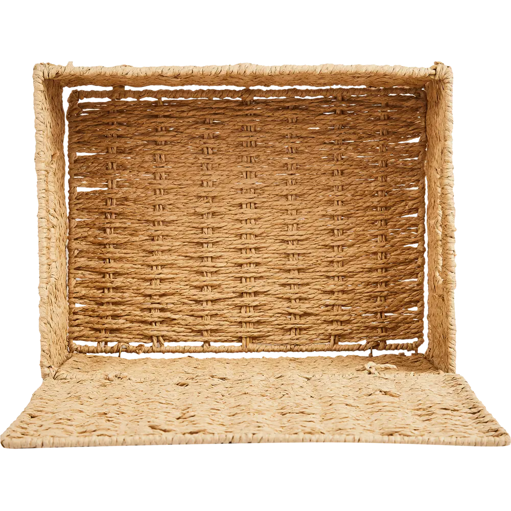 Корзина с крышкой для хранения 31x15x23 см бумага цвет бежевый SPACEO Kub STLM-2131078 - Вид №2