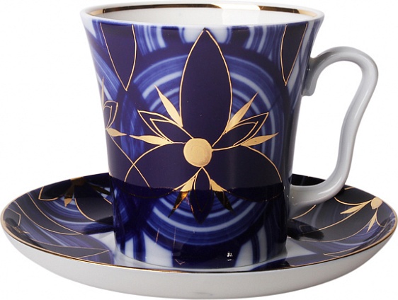 82204 Императорский фарфоровый завод Бокал с блюдцем "Вертолёт" "Ленинградский" Фарфор твердый 