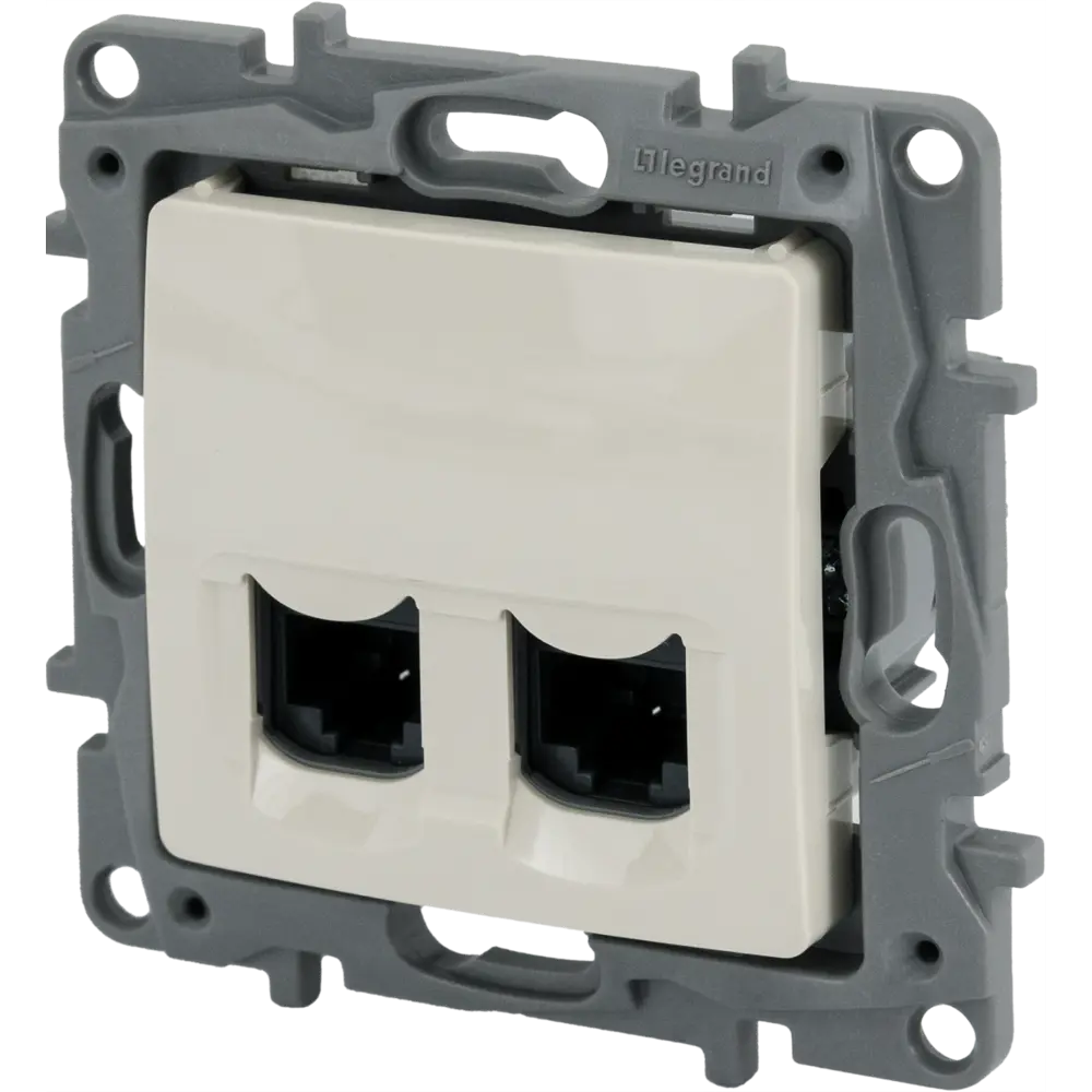 Розетка компьютерная двойная RJ45 категория 6 UTP - Legrand Etika - слоновая кость 82496478 STLM-2125205 - Вид №1