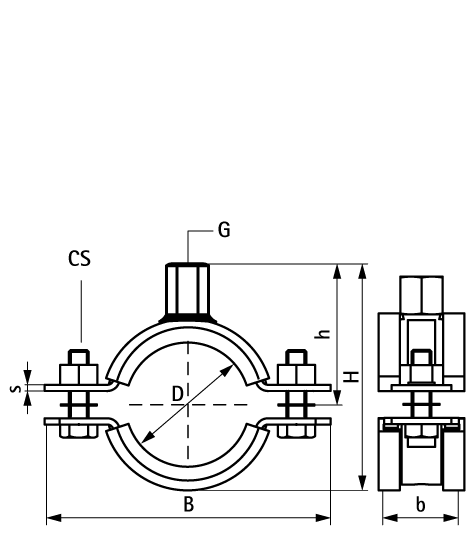 33177140 Stainless Steel Heavy Duty Clamp with Lining (M12, M16) walraven  - Вид №1