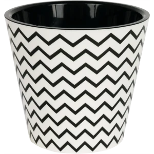 Горшок цветочный Ingreen Фиджи Зигзаг ø16 h14.5 см v1,6 л пластик чёрный/белый