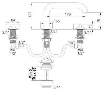 rvb Нажмите для мойки на 3 отверстия из хромированной латуни Times 4073.--.45 - Вид №1