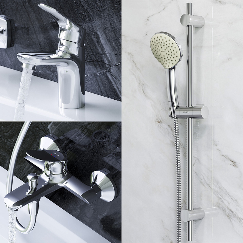 F40985C00 набор 3в1: см-ль д/умывальника см-ль д/ванны/душа душевой комплект шт. AM.PM Sunny - Вид №2