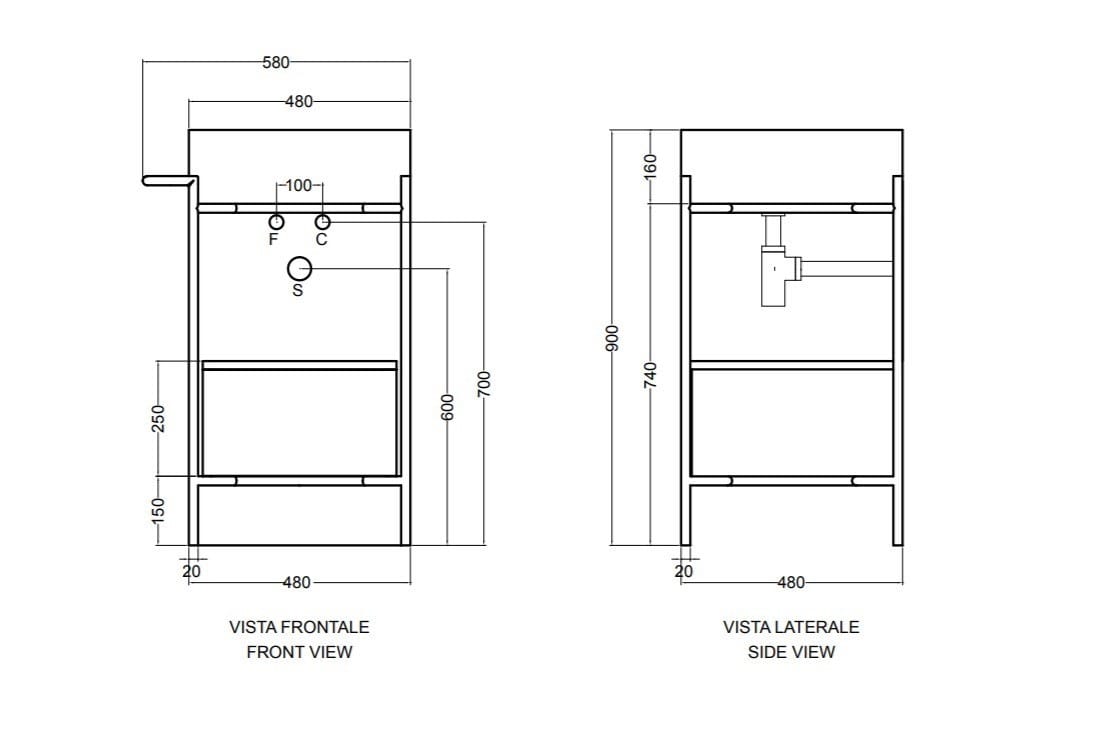 Напольная раковина из нержавеющей стали и дерева с ящиками Axa вещь ARCH-00144484 - Вид №6