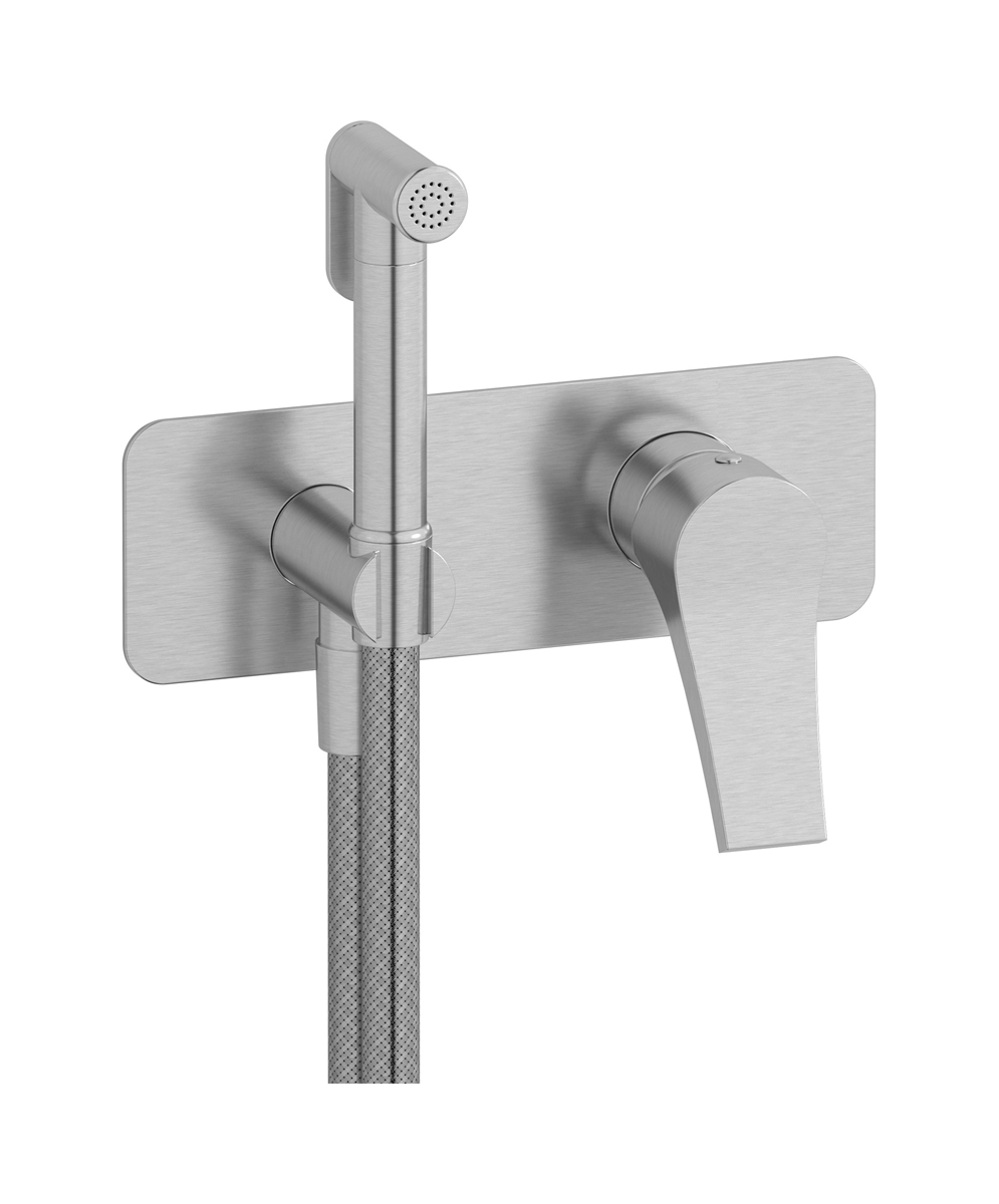 Внешние части гигенического душа со смесителем. WE ARE IB tw200mb Brushed Nickel Twitter