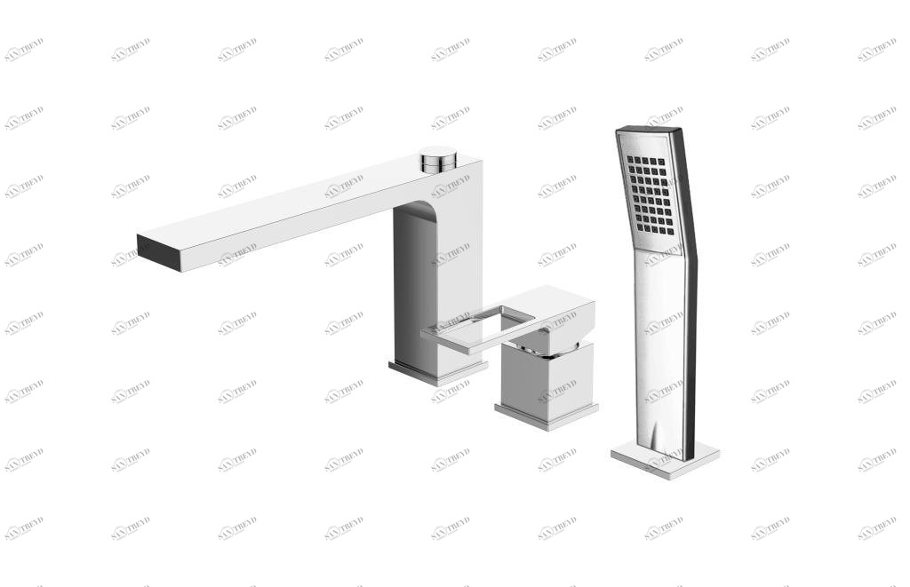 Смеситель на борт ванны с ручным выдвижным душем BelBagno ROMANO ROM-BVD-CRM 