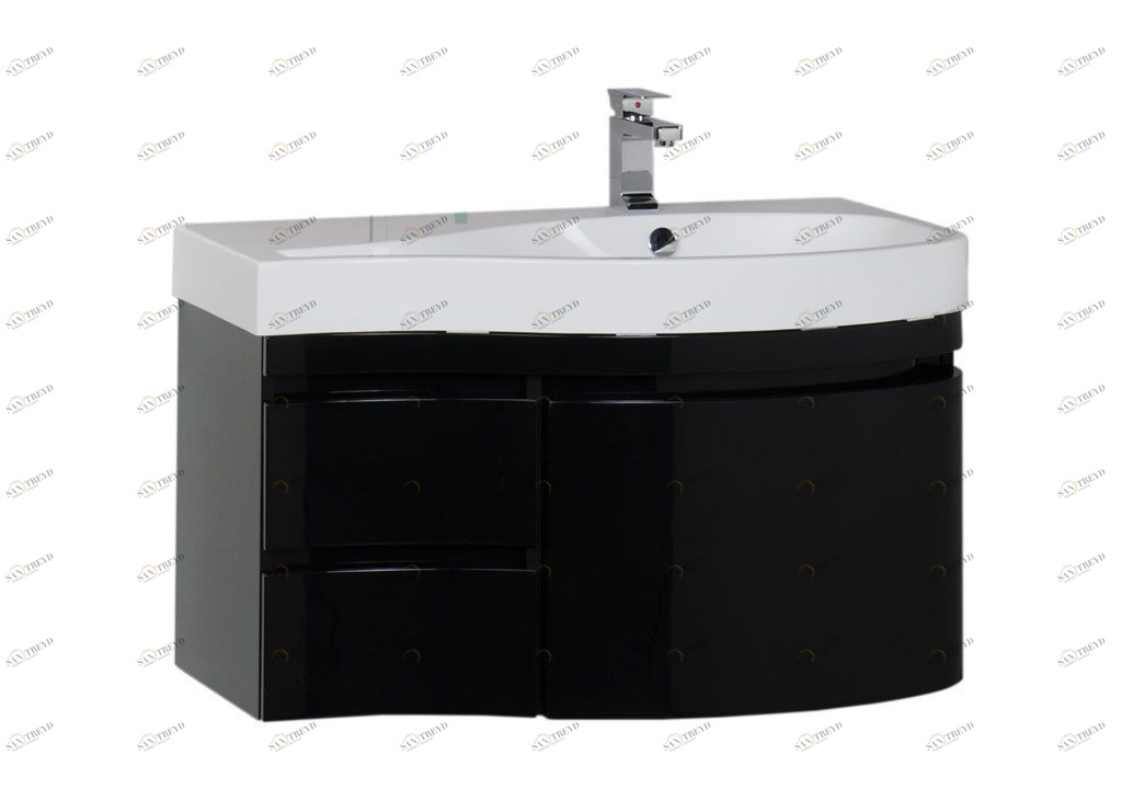 Тумба под раковину Aquanet Сопрано 95 R черный (3 ящика) sun-id-271862