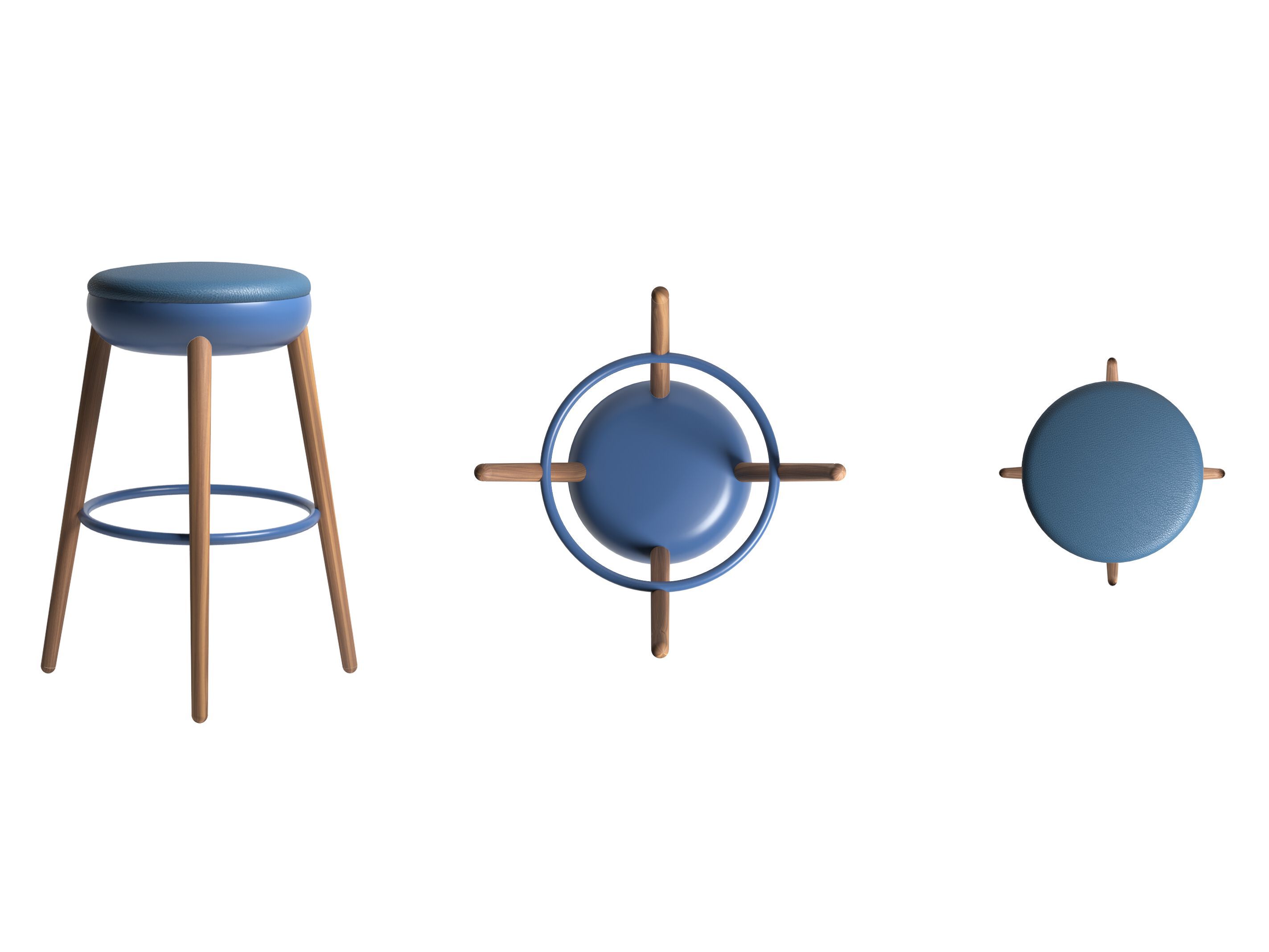 Высокий стул из дерева и ткани с подставкой для ног JOB’S Pokè ARCH-00046848