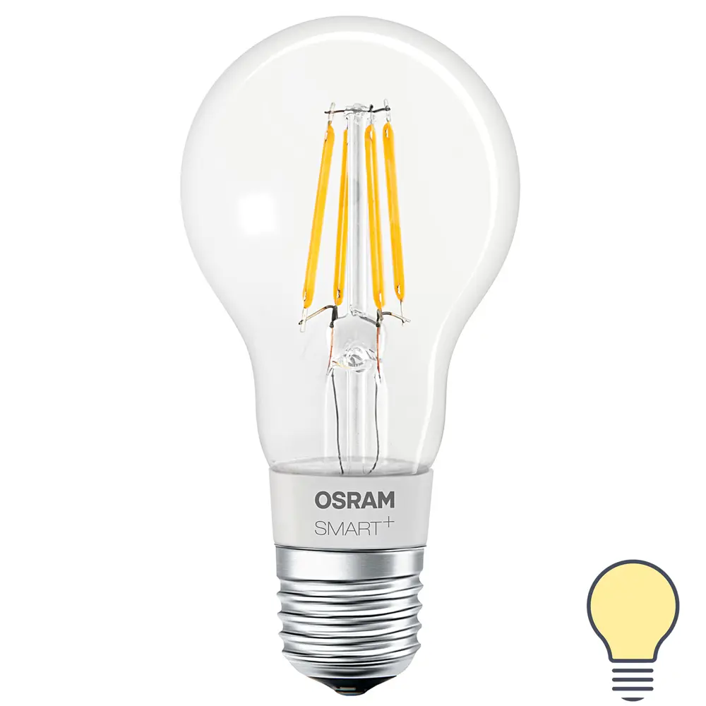 Лампа умная светодиодная Osram Smart Plus E27 220-240 В 5.5 Вт груша прозрачная 650 лм, теплый белый свет 86559682 STLM-2158857 LEDVANCE 
