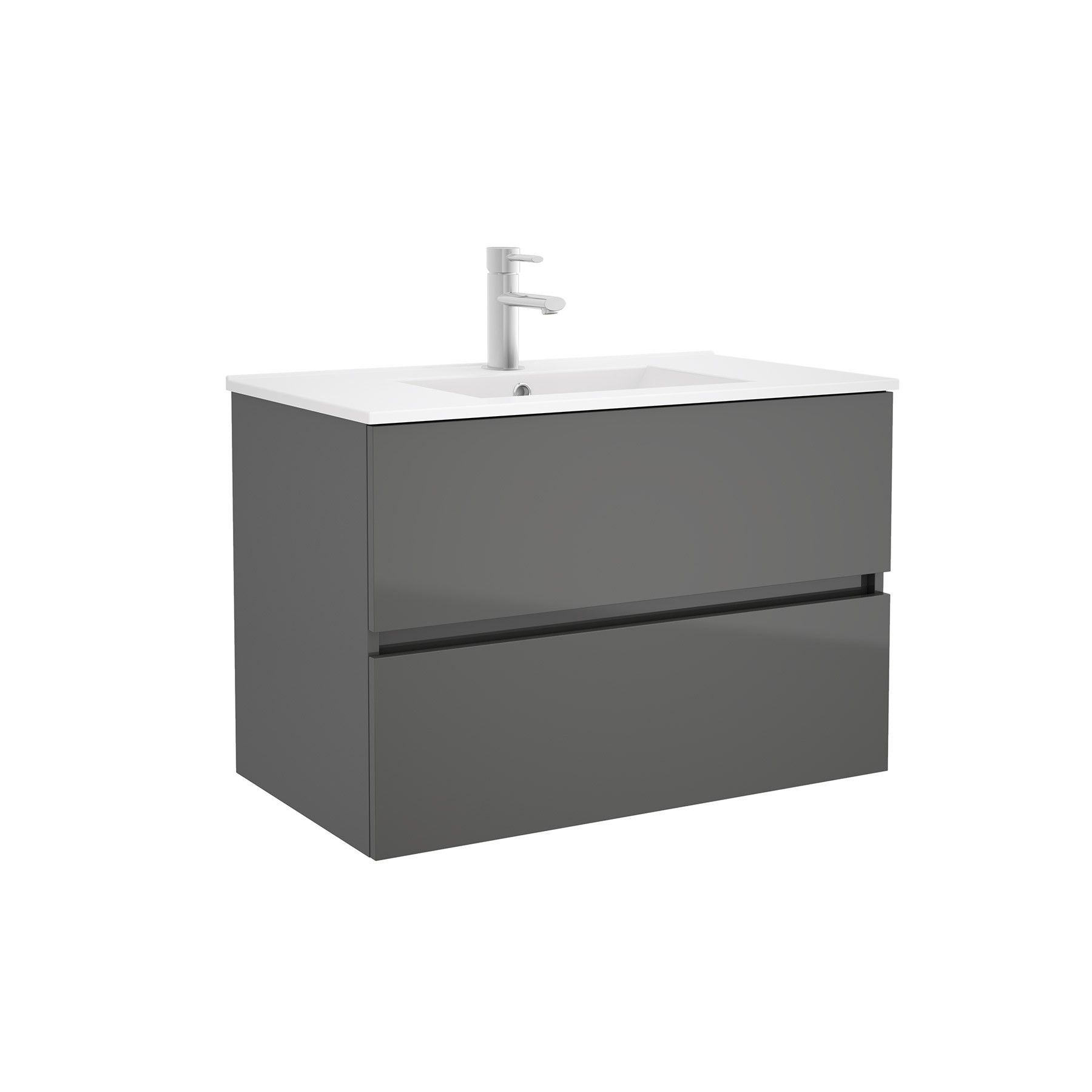 23324 SALGAR Мебель для умывальника FUSSION LINE 800 2 ящика GLOSS GREY 797 x 540 x 450 мм Глянцевый серый - Вид №1