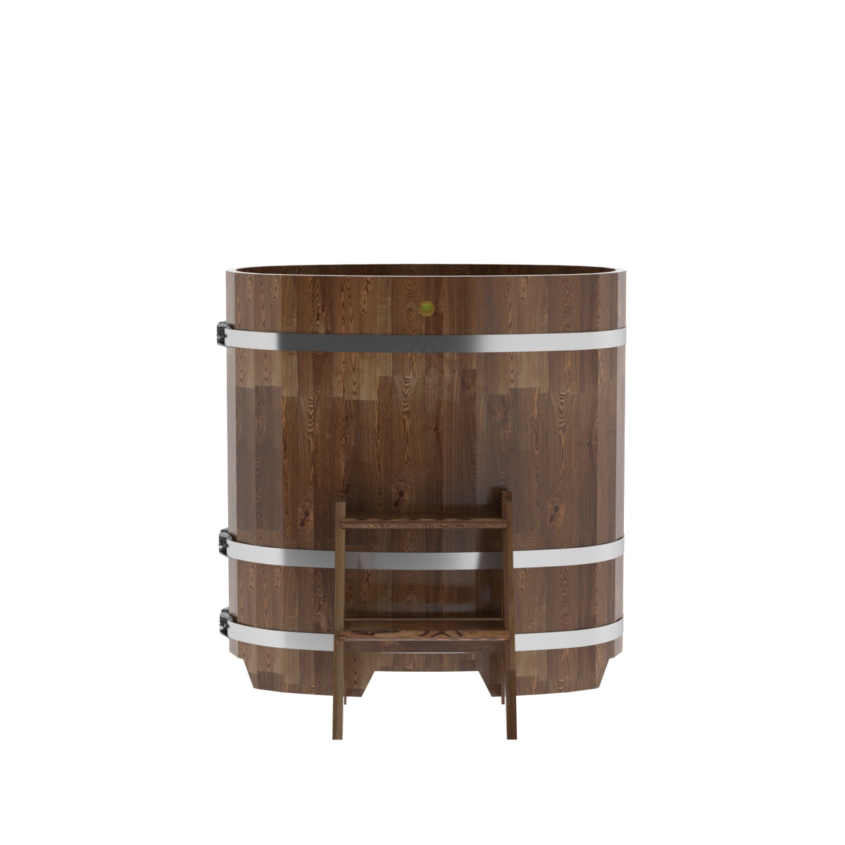 1488 Купель овальная из сращенных ламелей лиственницы 0,59х1,06х1,1 морёная Alyarus  - Вид №3