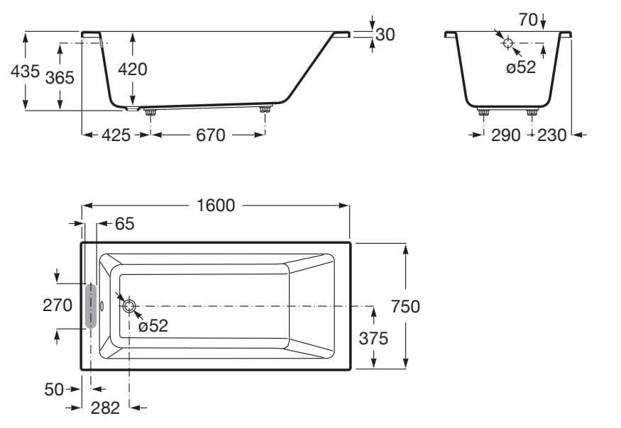 Утопленная акриловая прямоугольная ванна Roca VYTHOS 2485 / 2486 ARCH-00119064 - Вид №10