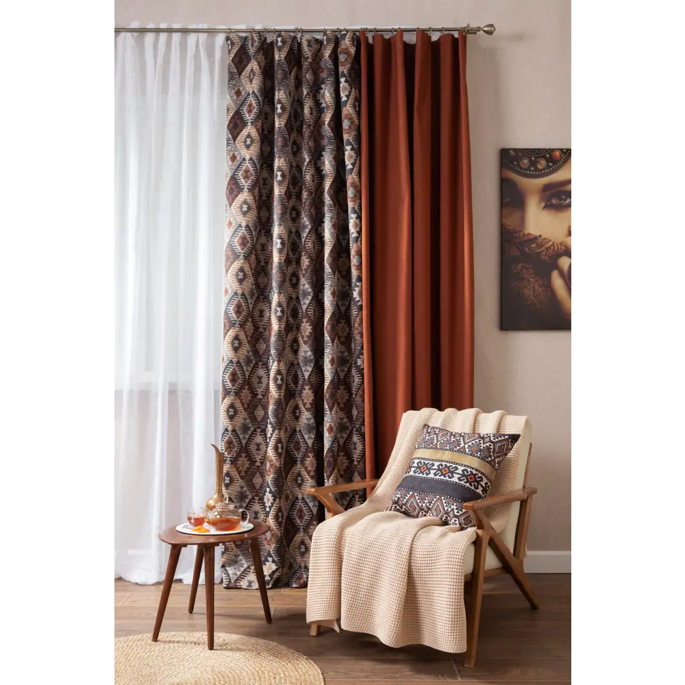 Штора на ленте Paris 160x280 см полиэстер однотон цвет терракотовый GARDEN STLM-2078928 - Вид №6