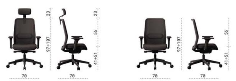 Тканевый регулируемый по высоте рабочий офисный стул с колесами Las Mobili Essai ARCH-00037046 - Вид №4