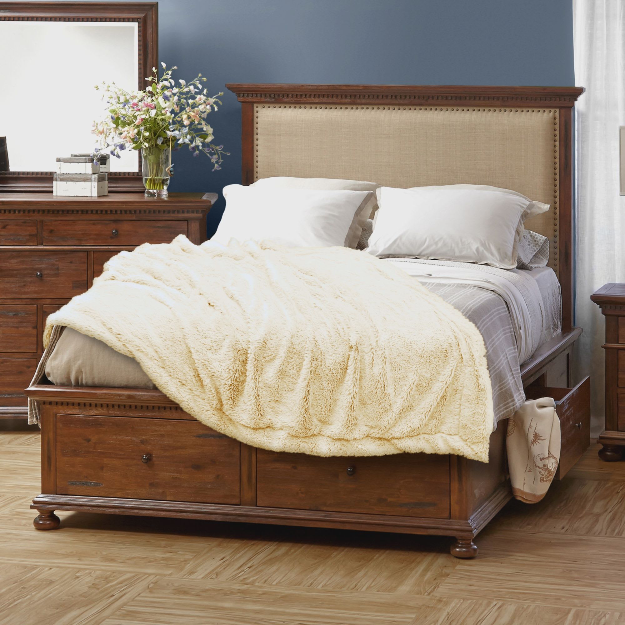 18414535 Плед декоративный 200х220 см, искусственный мех, цвет бежевый Santreyd  - Вид №6