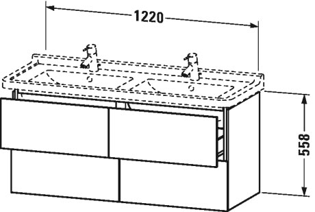 LC626908686 Тумбочка подвесная L-Cube #LC6269 1220 x 469 мм Капучино глянцевый лак Duravit - Вид №1