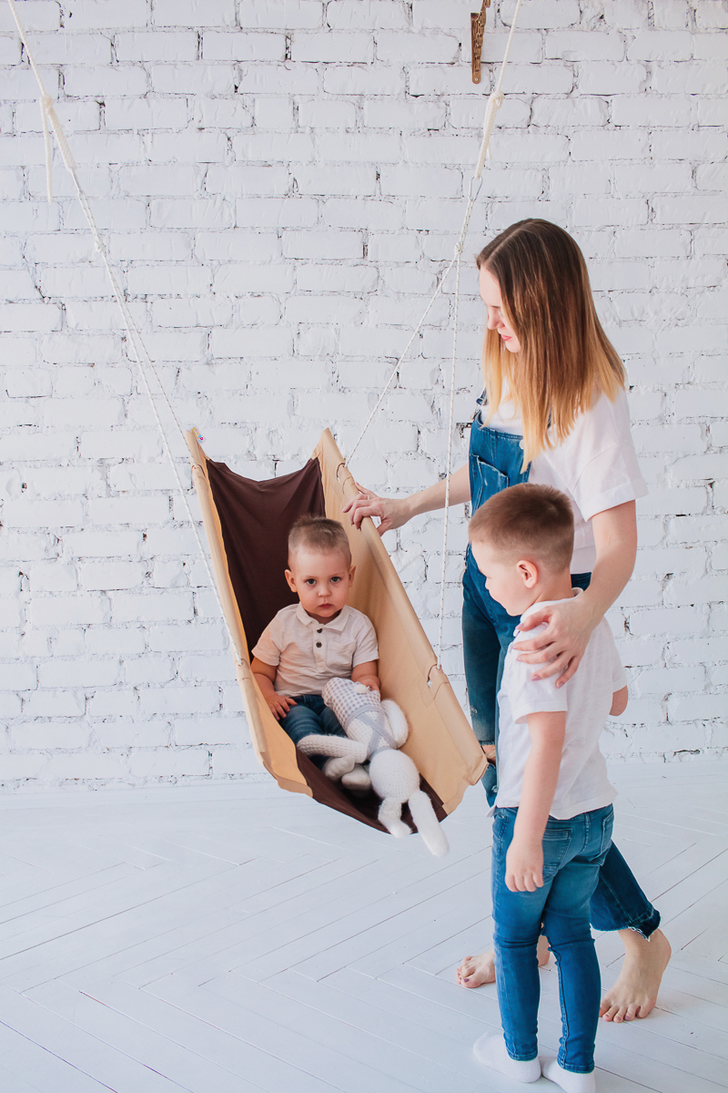 Гамак детский эргономичный бежево-коричневый ПОКАЧАЙКА  326718 Бежевый Santreyd  - Вид №3