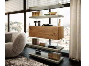 Книжный шкаф из дерева и стекла