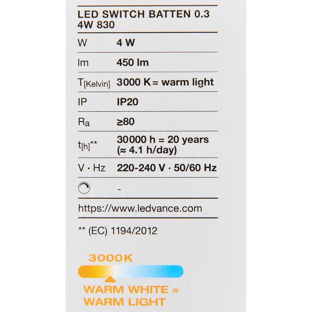 Светильник линейный светодиодный Ledvance LED Switch Batten 313 мм 4 Вт теплый белый свет 82321386 STLM-2069197  - Вид №5
