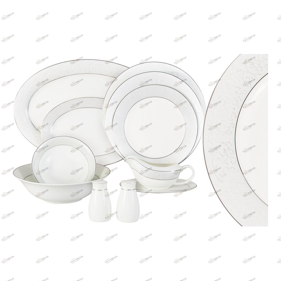 Сервиз обеденный фарфоровый белый на 12 персон, 50 предметов "Мелисента" ANNA LAFARG EMILY МЕЛИСЕНТА 00-3946642 Белый 