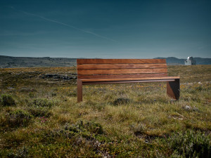 Стальная и деревянная скамья со спинкой