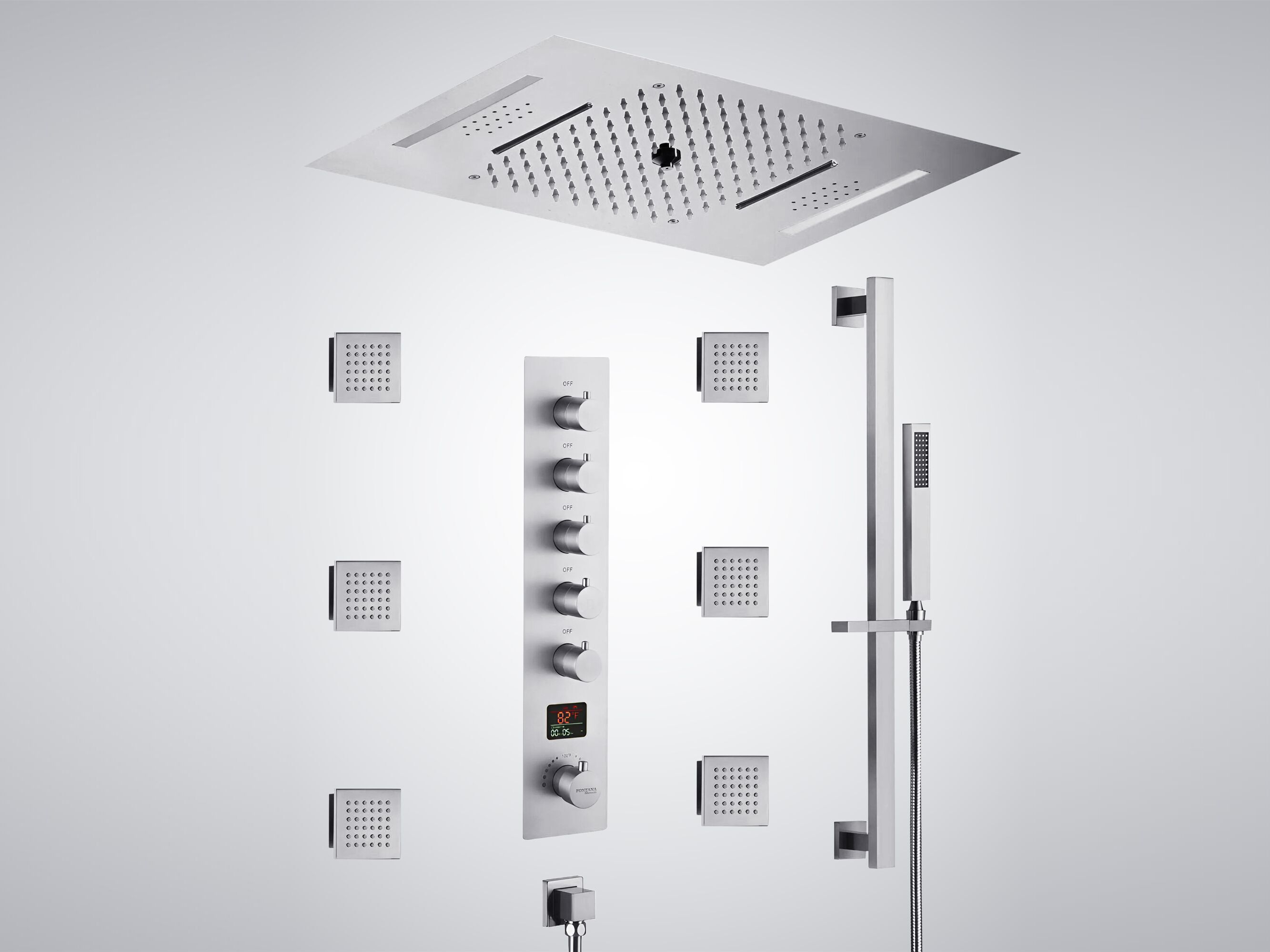 Термостатический набор для душа со светодиодной насадкой для душа Fontana Showers SAINTE-MARIE ARCH-00112139