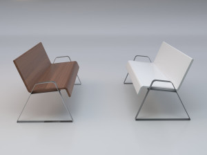 Стальная и деревянная скамья со спинкой