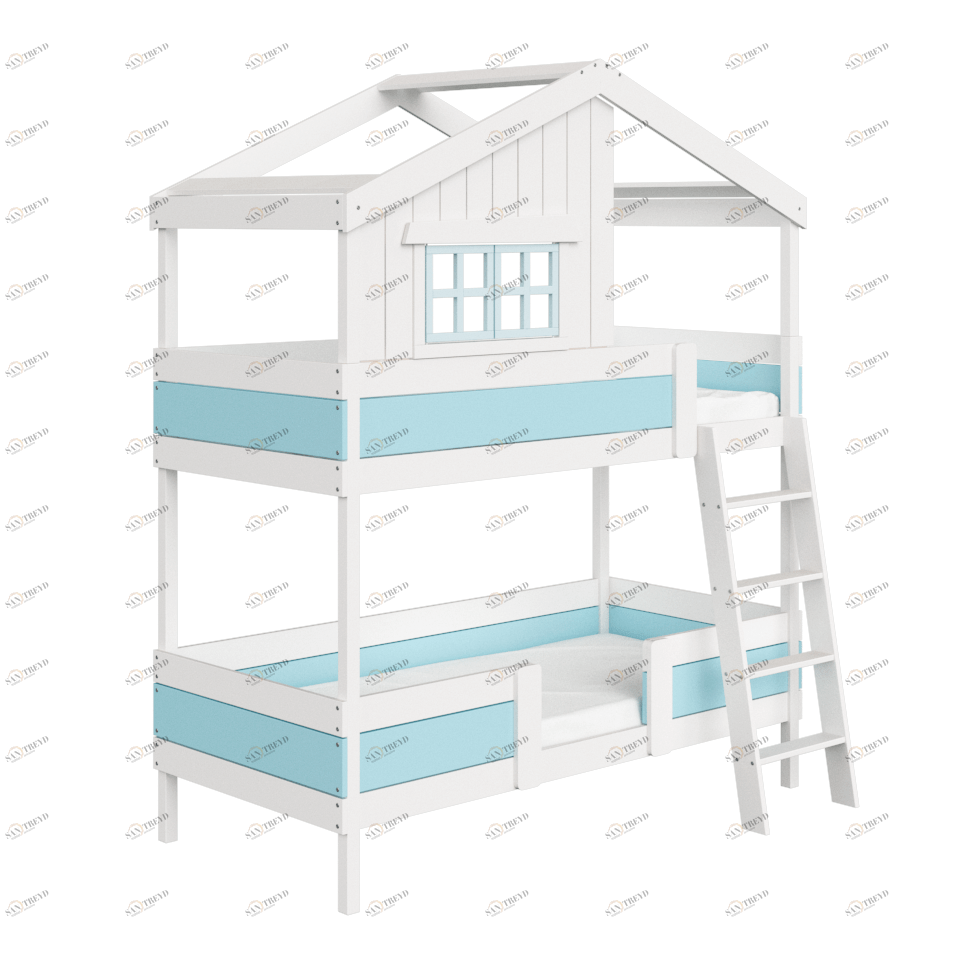 Кровать двухъярусная белая с голубым "Шале L" ELLIPSE ELLIPSE HOME 00-3951301 Белый;голубой Santreyd 