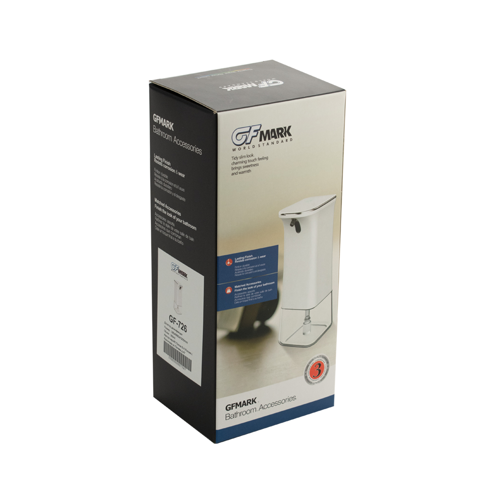 GFmark - Дозатор СЕНСОРНЫЙ, ДЕЗИНФЕКЦИЯ, НАСТОЛЬНЫЙ, пластик АБС, БЕЛЫЙ, 350 мл, питание 3АА, код: 726  - Вид №3