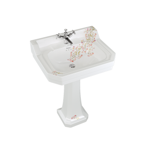 Burlington Bespoke Раковина в эдвардианском стиле на заказ Oriental Blossom 61 см со стандартным пьедесталом с 1 отверстием под смеситель B5 1TH BLOSS P1 BLOSS