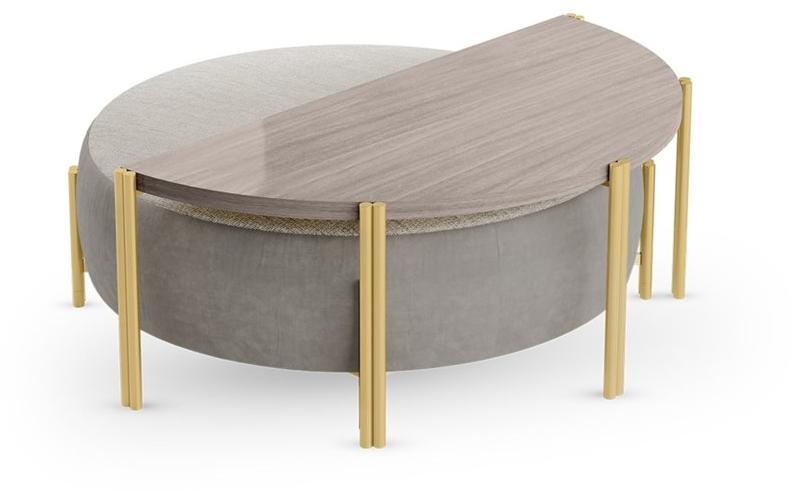 FRATO Круглый журнальный столик из дерева и латуни sun-id-1418394 - Вид №1