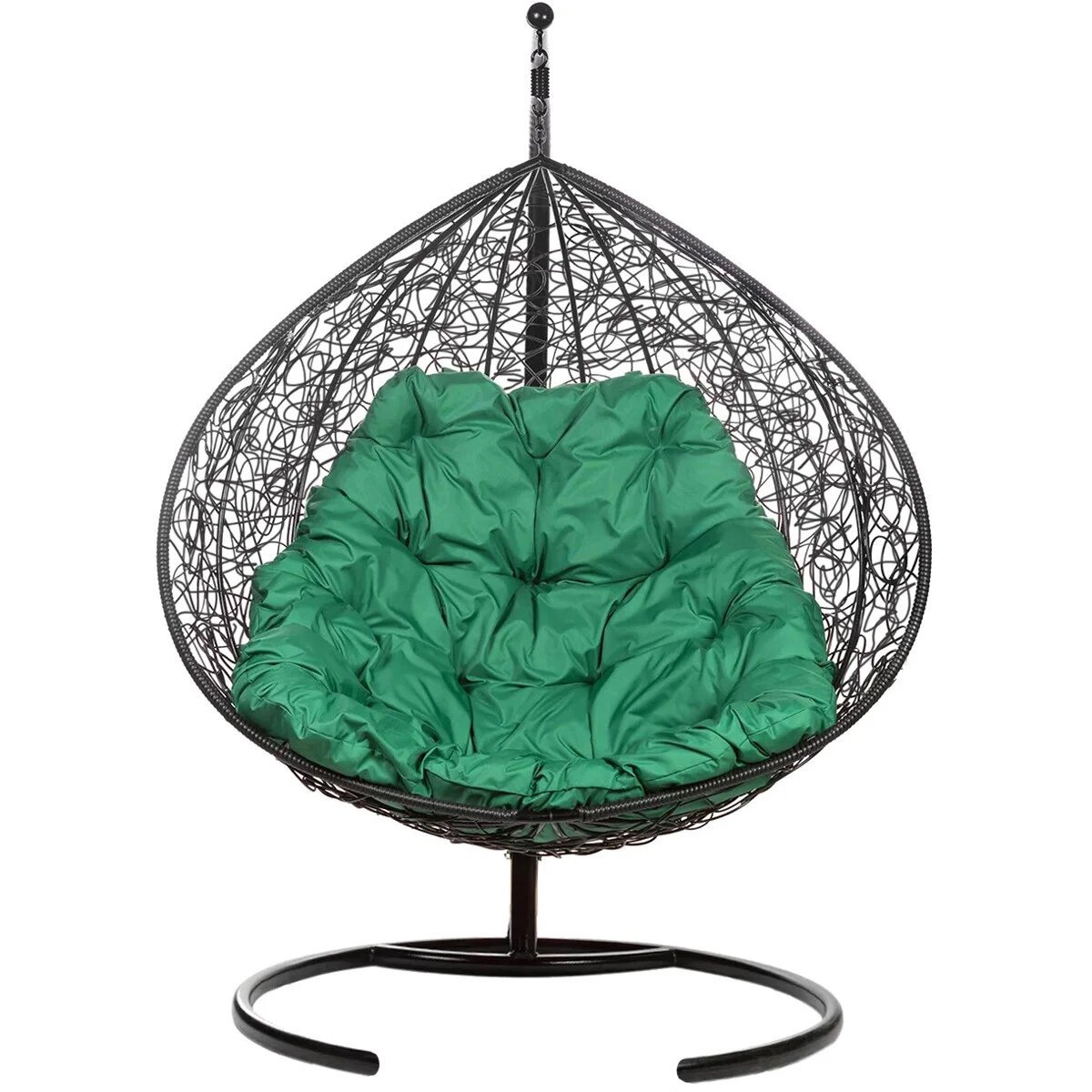 Кресло подвесное двойное черное с зеленой подушкой Gemini Promo Black BIGARDEN  00-3974099 Черный  - Вид №2