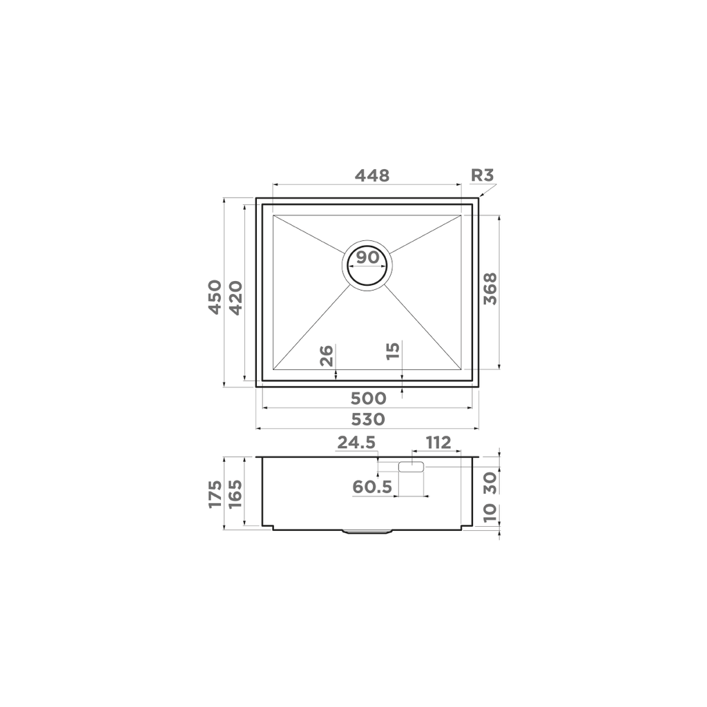 Кухонная мойка Kasen 53-26 INT GM OMOIKIRI 4993496 - Вид №5