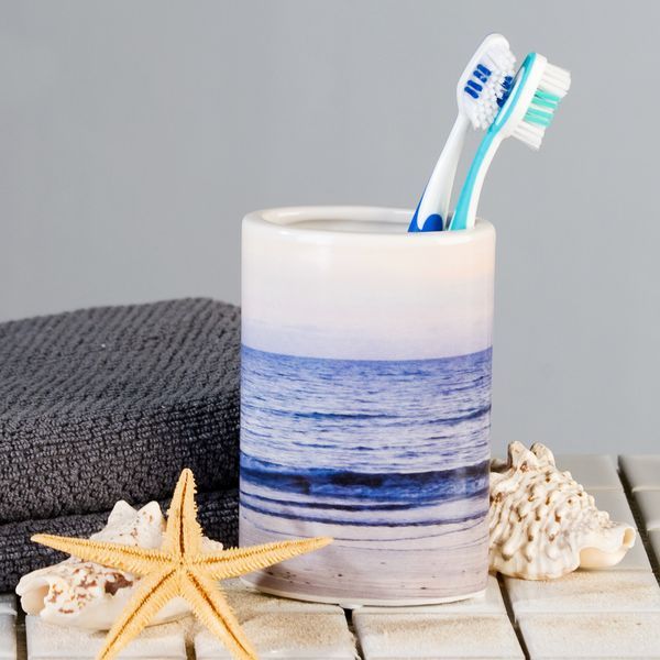 26040 Casablanca, стакан керамический под зубные щетки с рисунком, цвет бело-синий Santreyd 