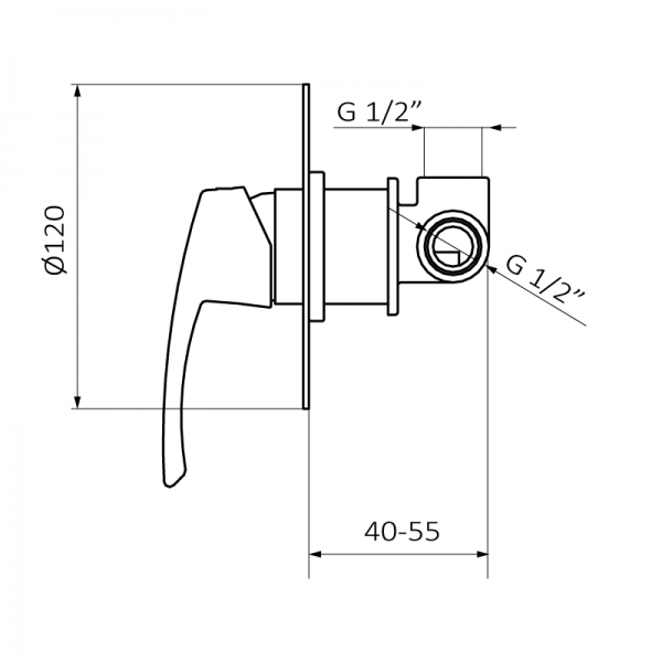 50135500 BASIC Смеситель встроенный с переключателем Хром GRB MIXERS  - Вид №1