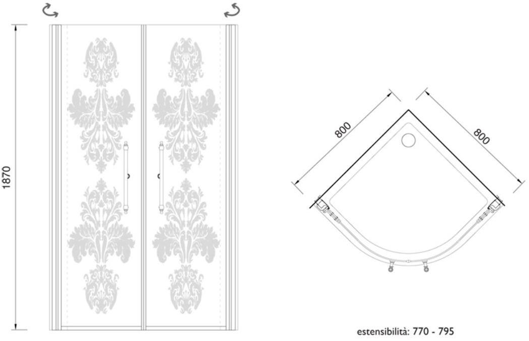 Gentry Home Полукруглая угловая душевая кабина Arcadia sun-id-1490375 - Вид №1